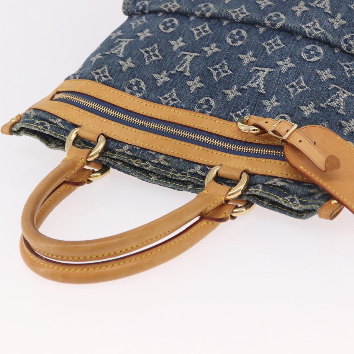 LOUIS VUITTON Monogram Denim Flat Shopper Tote Bag Blue M95018 LV Auth 190156SAV