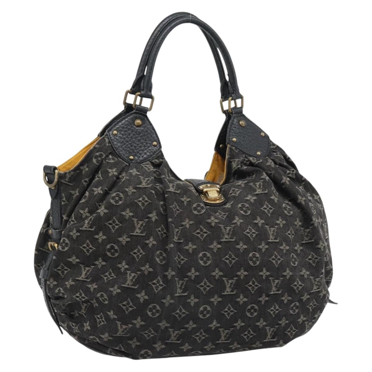 LOUIS VUITTON Monogram Denim XL Hand Bag Black M95510 LV Auth 190157SAV