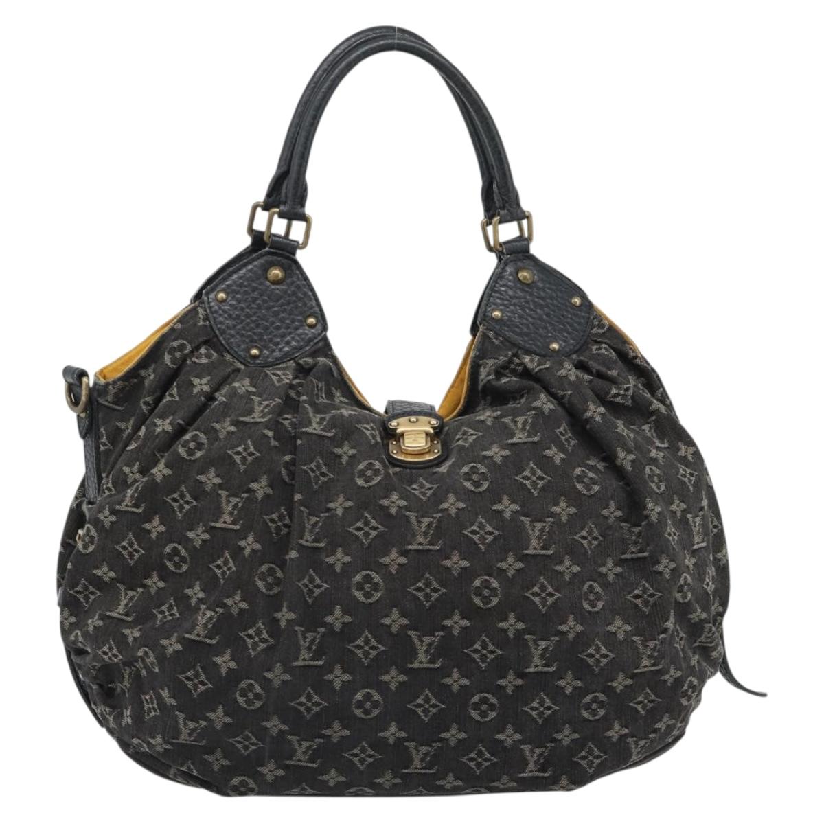 LOUIS VUITTON Monogram Denim XL Hand Bag Black M95510 LV Auth 190157SAV