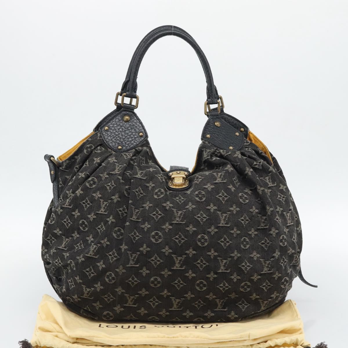 LOUIS VUITTON Monogram Denim XL Hand Bag Black M95510 LV Auth 190157SAV