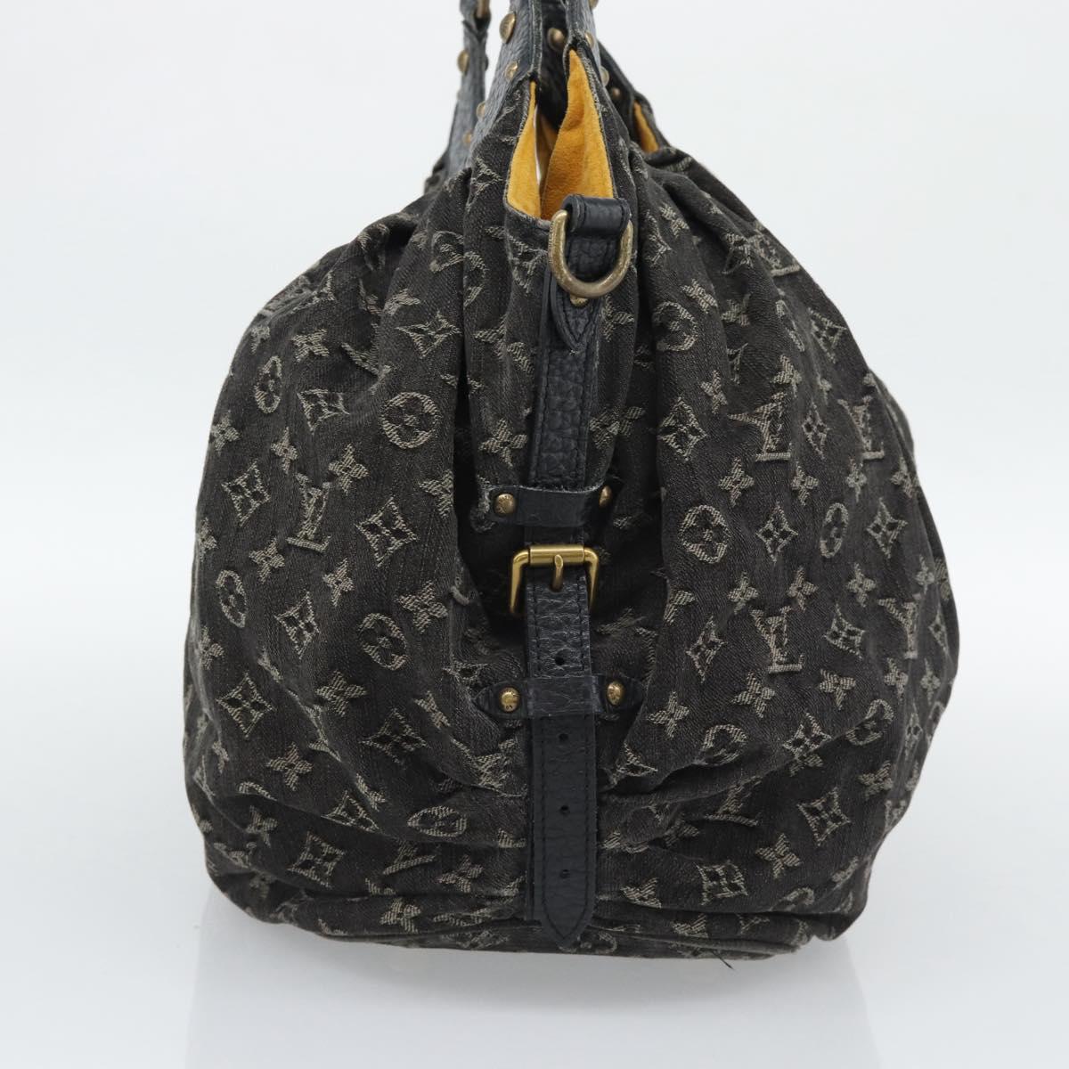 LOUIS VUITTON Monogram Denim XL Hand Bag Black M95510 LV Auth 190157SAV