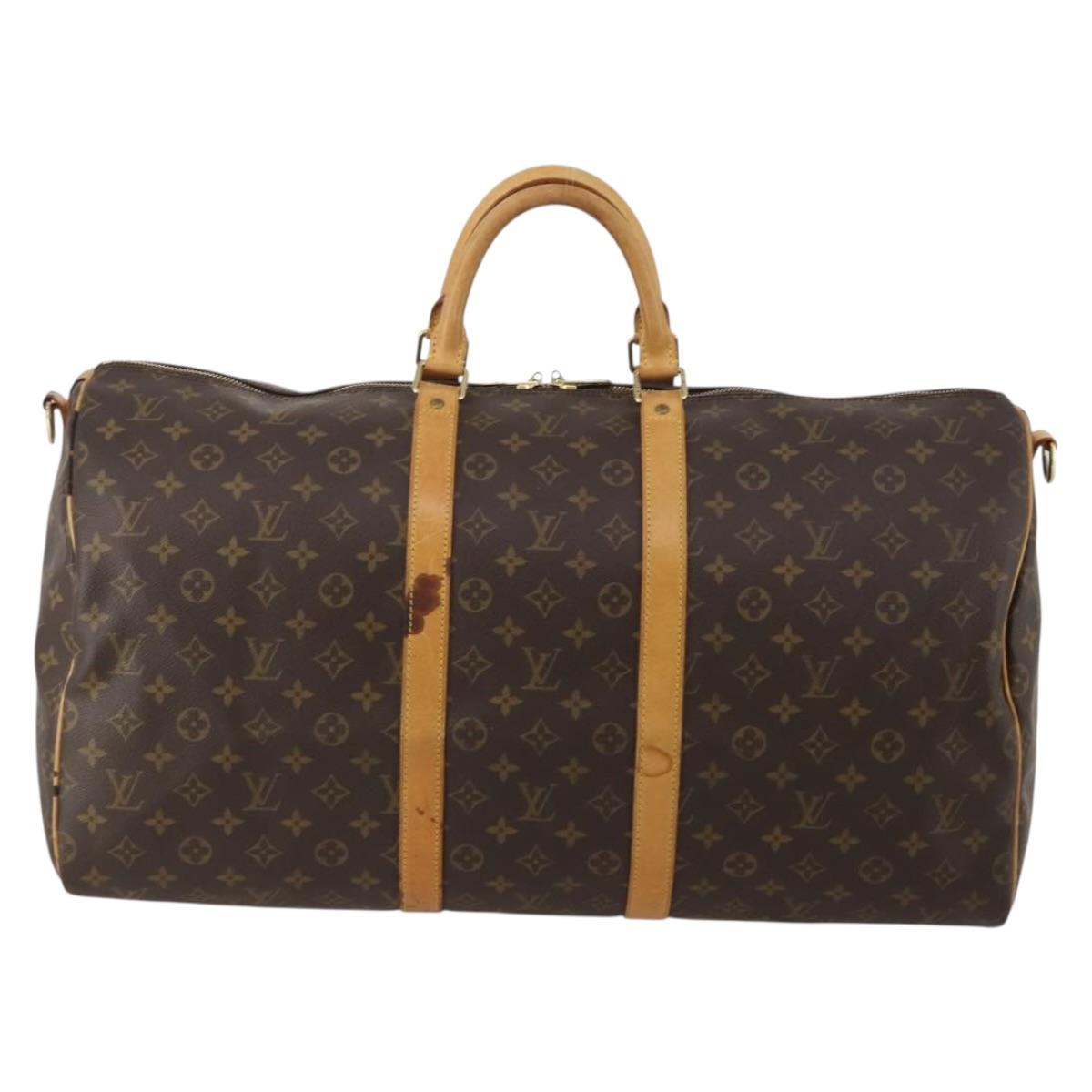 LOUIS VUITTON Monogram Keepall Bandouliere 55 Boston Bag M41414 LV Auth 190165
