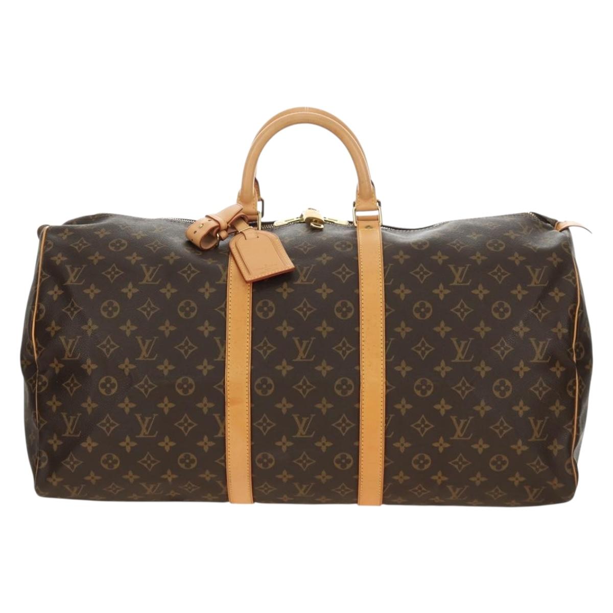 LOUIS VUITTON Monogram Keepall 55 Boston Bag M41424 LV Auth 190169SAV