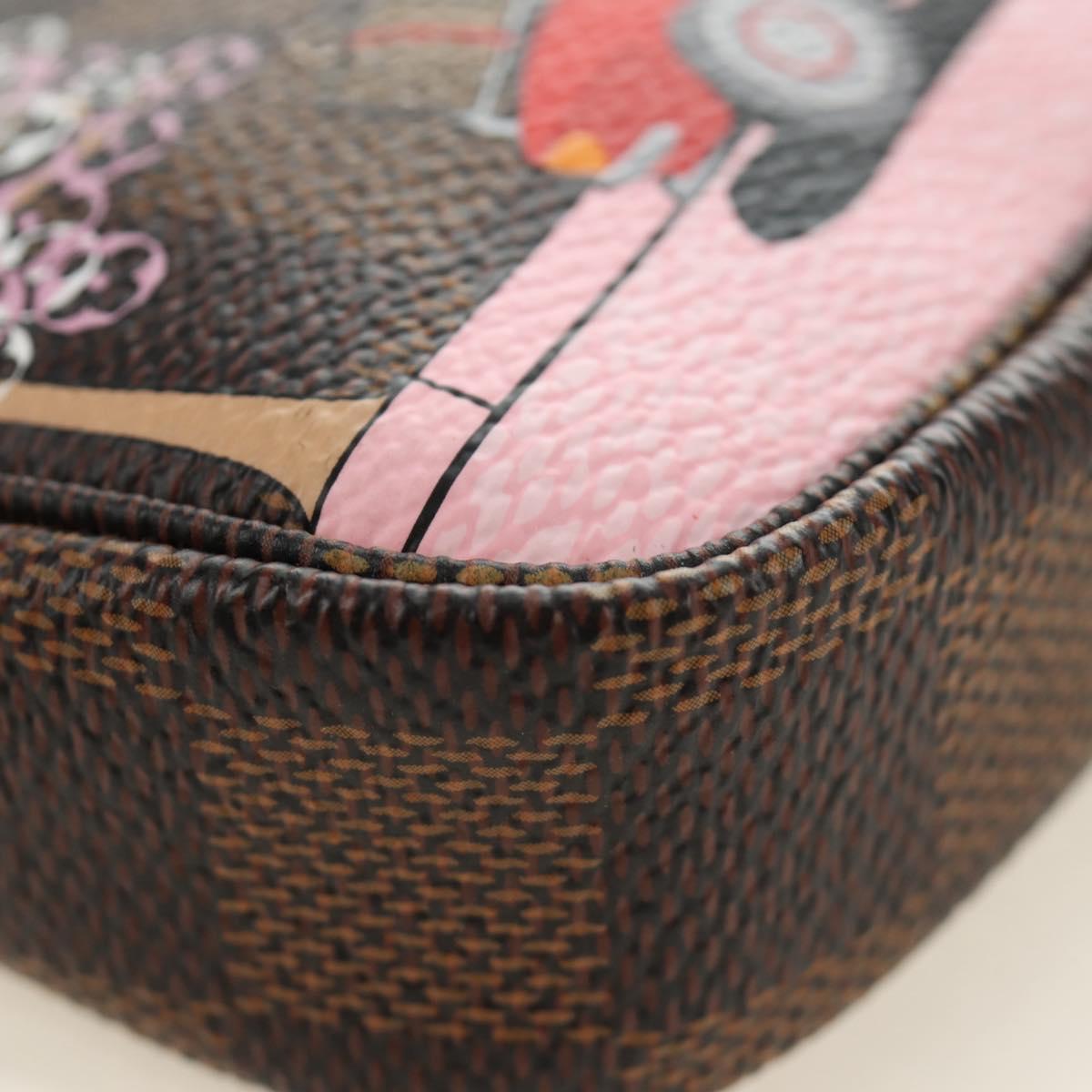 LOUIS VUITTON Damier Ebene Vivienne Mini Pochette Accessoires Auth 190175M