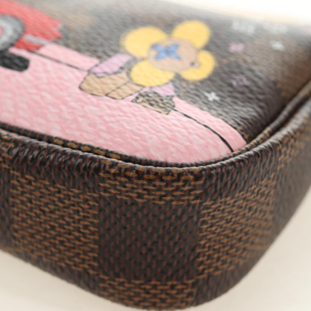 LOUIS VUITTON Damier Ebene Vivienne Mini Pochette Accessoires Auth 190175M