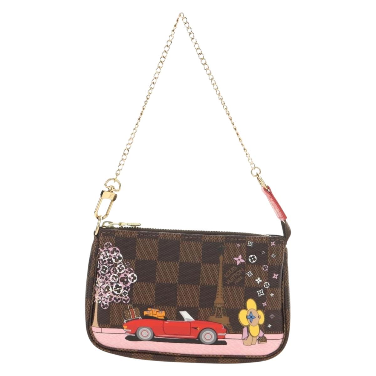 LOUIS VUITTON Damier Ebene Vivienne Mini Pochette Accessoires Auth 190175M