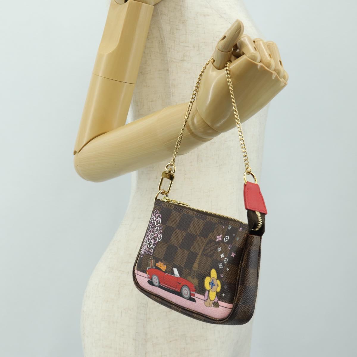 LOUIS VUITTON Damier Ebene Vivienne Mini Pochette Accessoires Auth 190175M