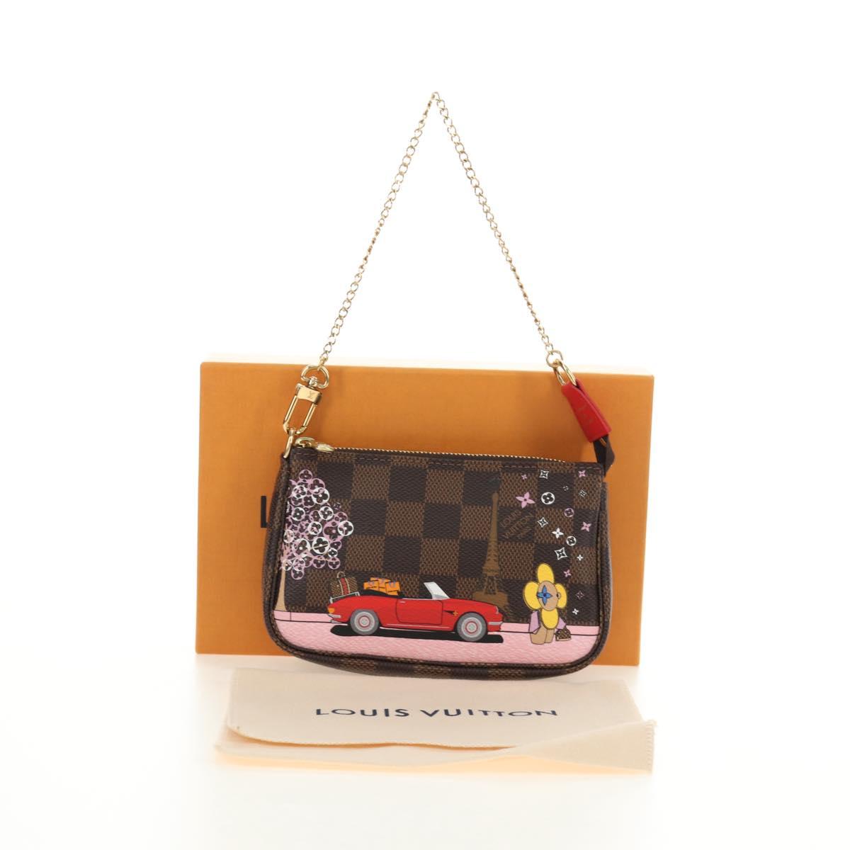 LOUIS VUITTON Damier Ebene Vivienne Mini Pochette Accessoires Auth 190175M