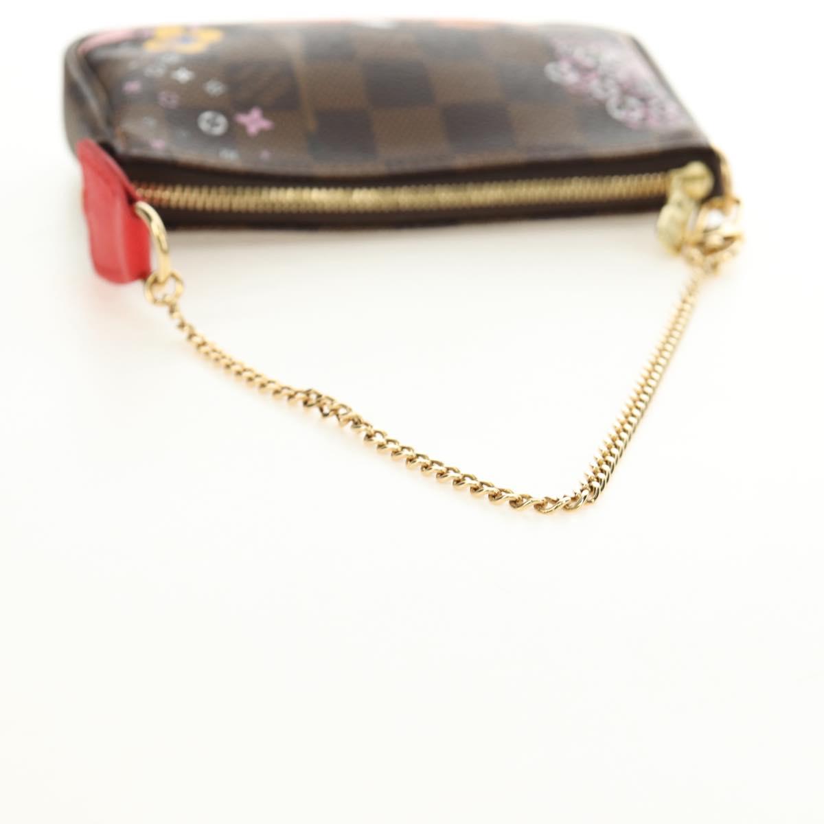 LOUIS VUITTON Damier Ebene Vivienne Mini Pochette Accessoires Auth 190175M