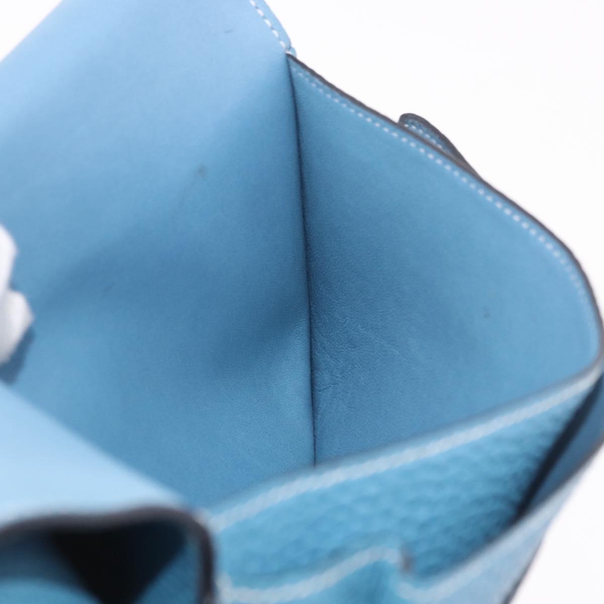 HERMES Dogon GM Wallet Togo leather Blue Silver Auth 190177M