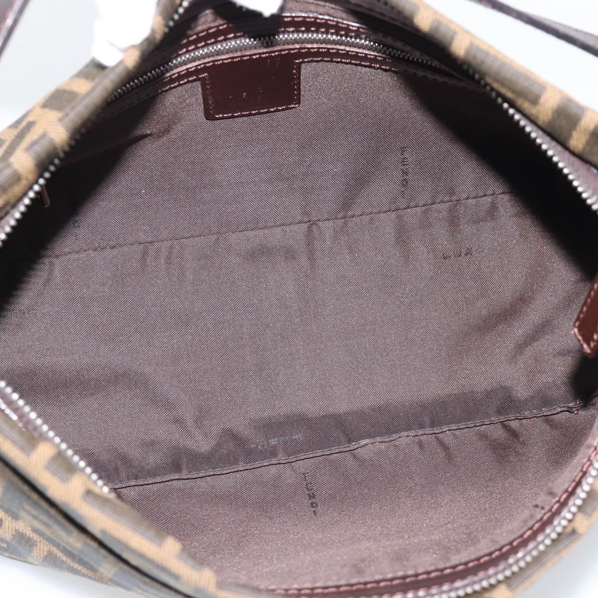 FENDI Zucca Canvas Mamma Baguette Shoulder Bag Black Brown Auth 190180SAV