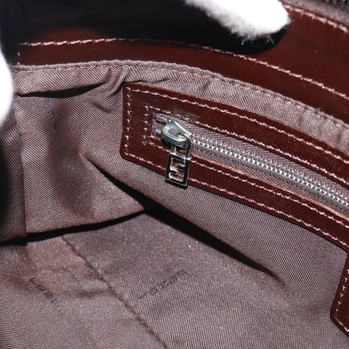 FENDI Zucca Canvas Mamma Baguette Shoulder Bag Black Brown Auth 190180SAV