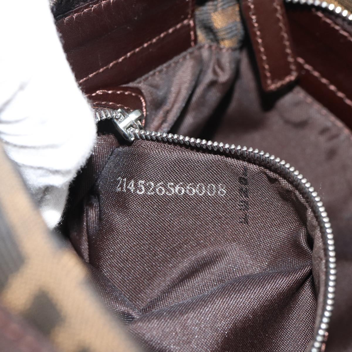 FENDI Zucca Canvas Mamma Baguette Shoulder Bag Black Brown Auth 190180SAV