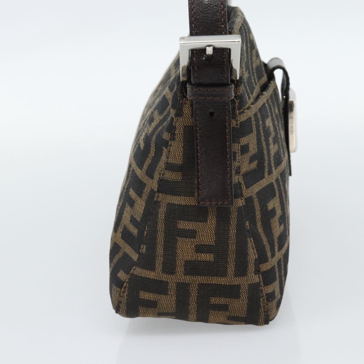 FENDI Zucca Canvas Mamma Baguette Shoulder Bag Black Brown Auth 190180SAV