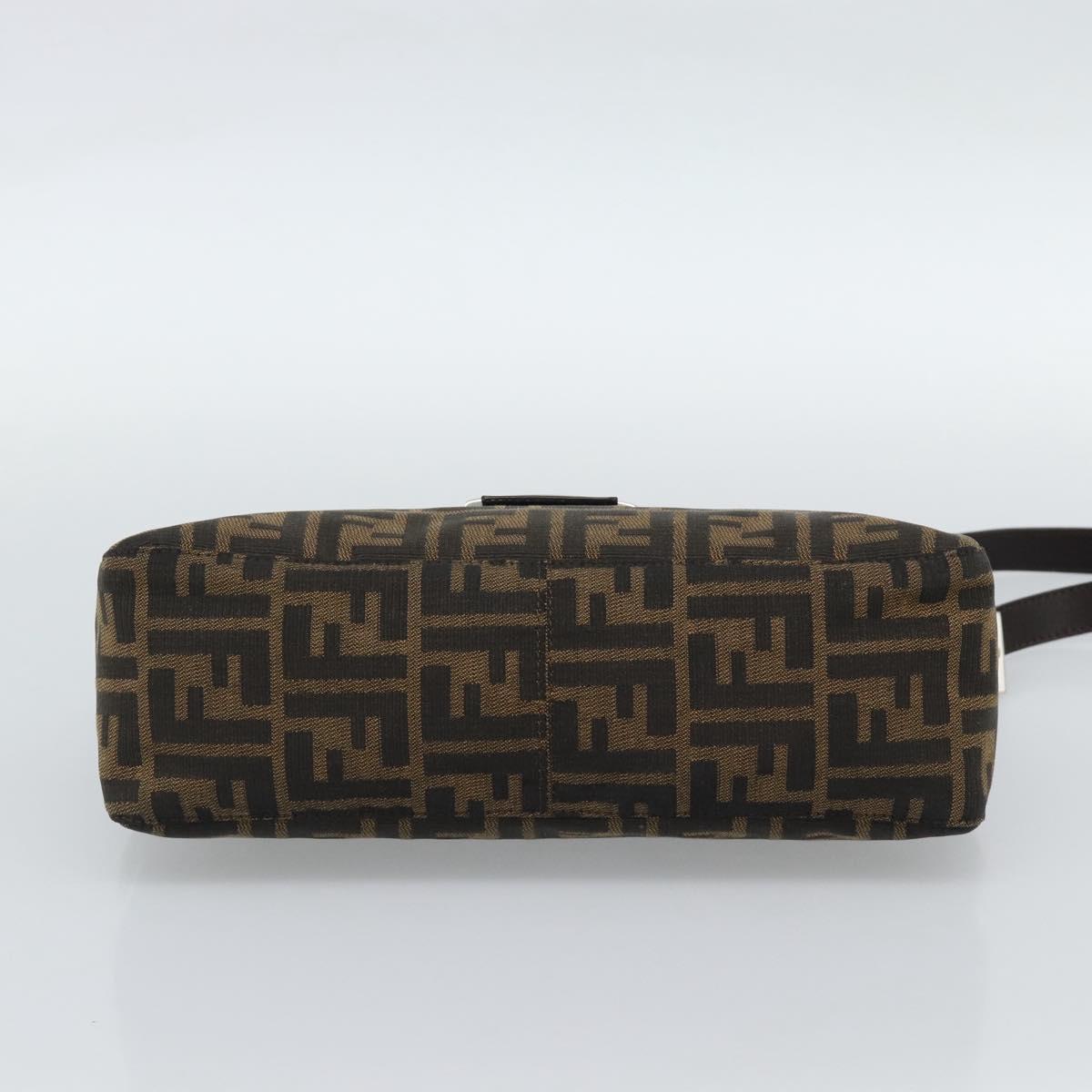 FENDI Zucca Canvas Mamma Baguette Shoulder Bag Black Brown Auth 190180SAV