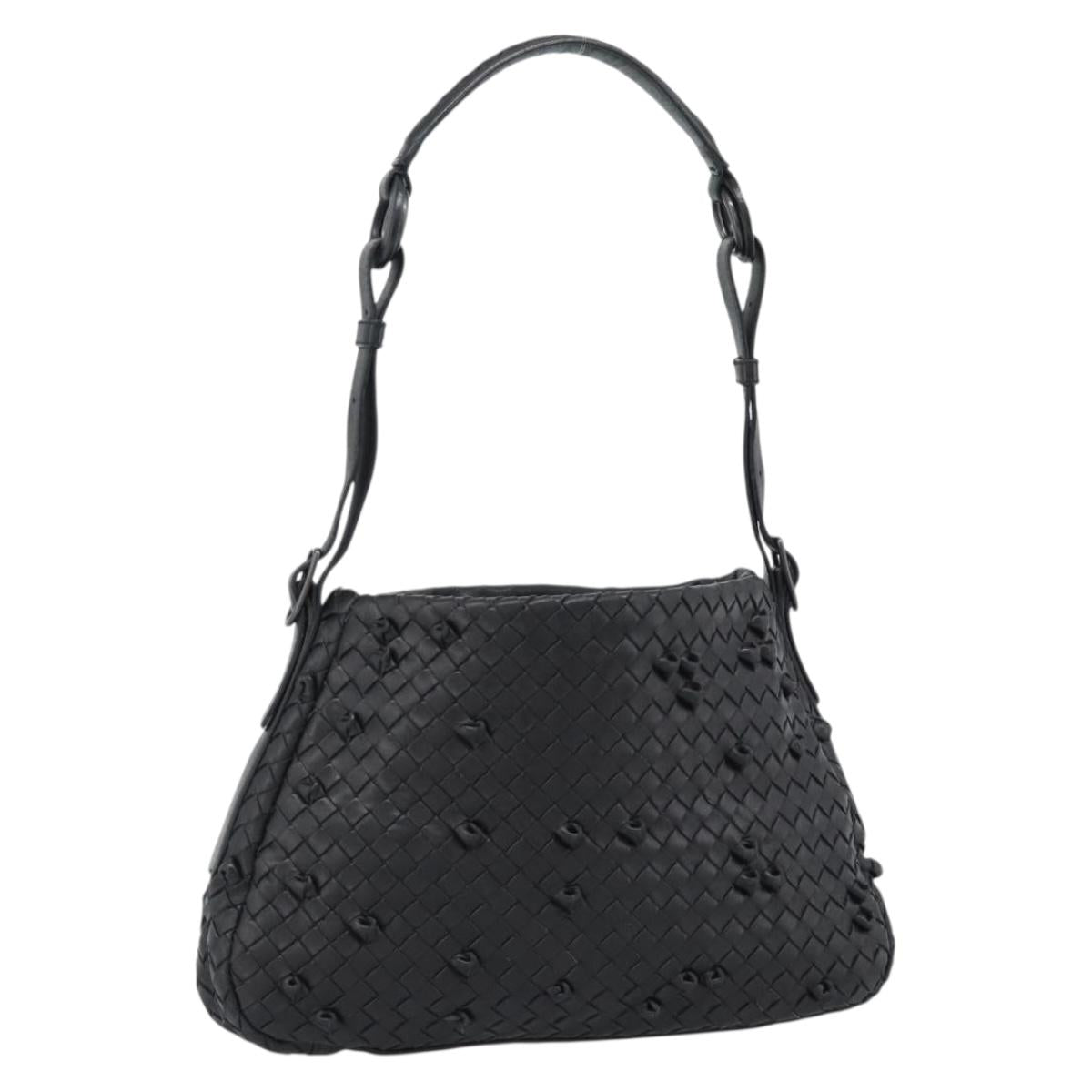 BOTTEGA VENETA INTRECCIATO Shoulder Bag Leather Black 133507 Auth 190181SAV