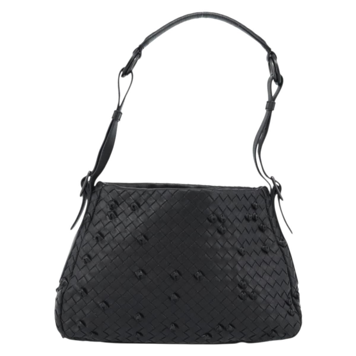 BOTTEGA VENETA INTRECCIATO Shoulder Bag Leather Black 133507 Auth 190181SAV