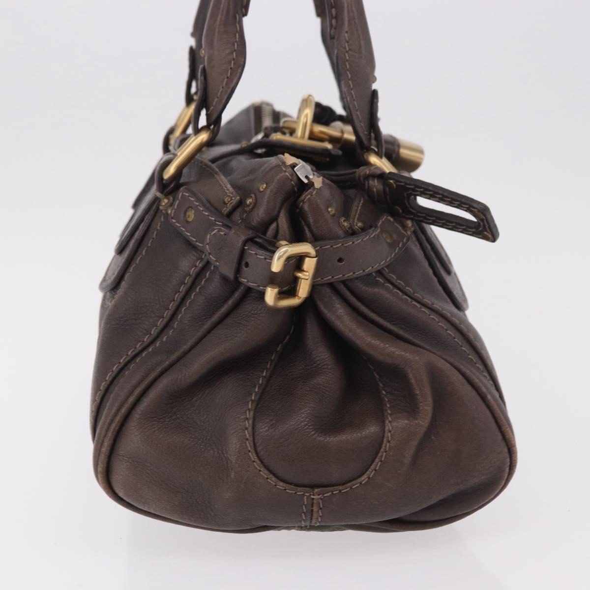 Chloe Paddington Hand Bag Leather Brown Gold Silver Auth 190182SAV