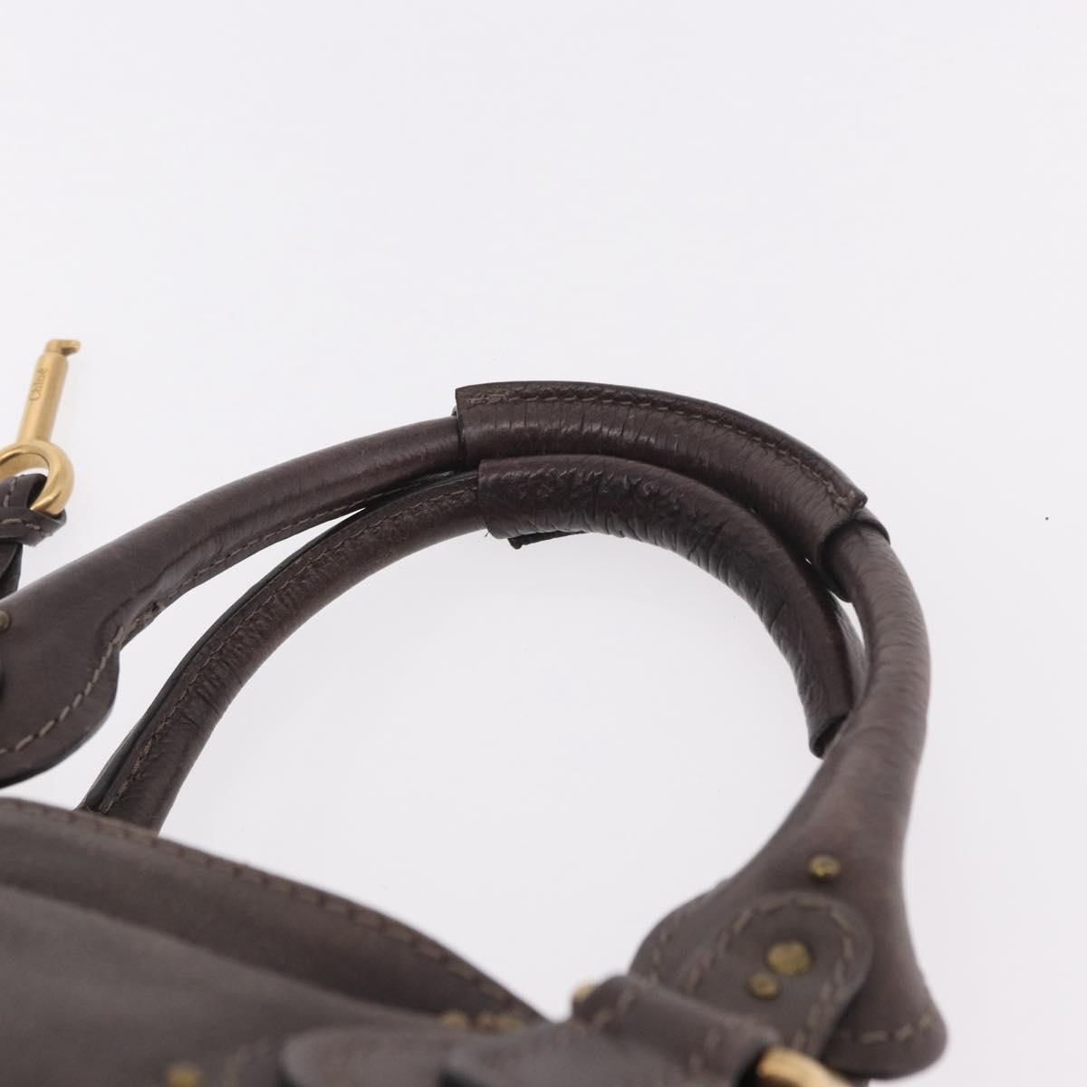 Chloe Paddington Hand Bag Leather Brown Gold Silver Auth 190182SAV