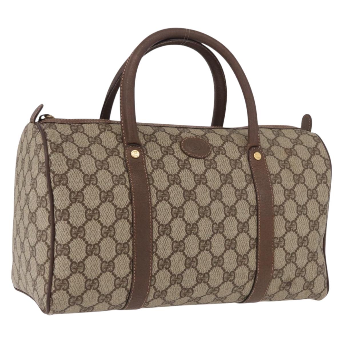 GUCCI GG Supreme Boston Bag PVC Beige Gold 002 39 6842 Auth 190184A