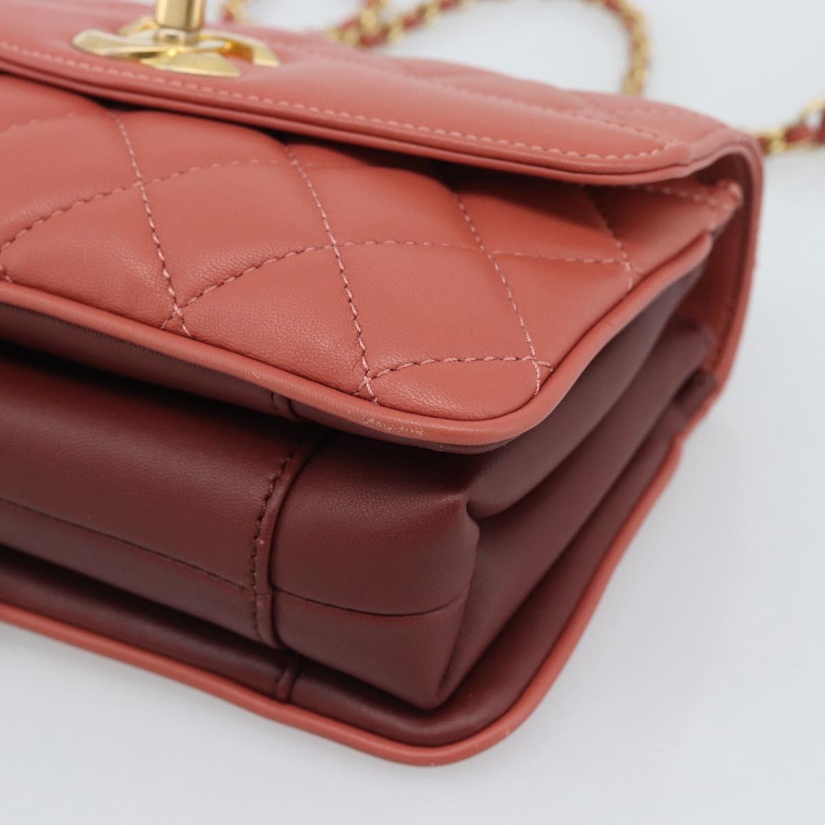 CHANEL Matelasse Chain Shoulder Bag Lamb Skin Pink Gold CC Auth 190185SAM
