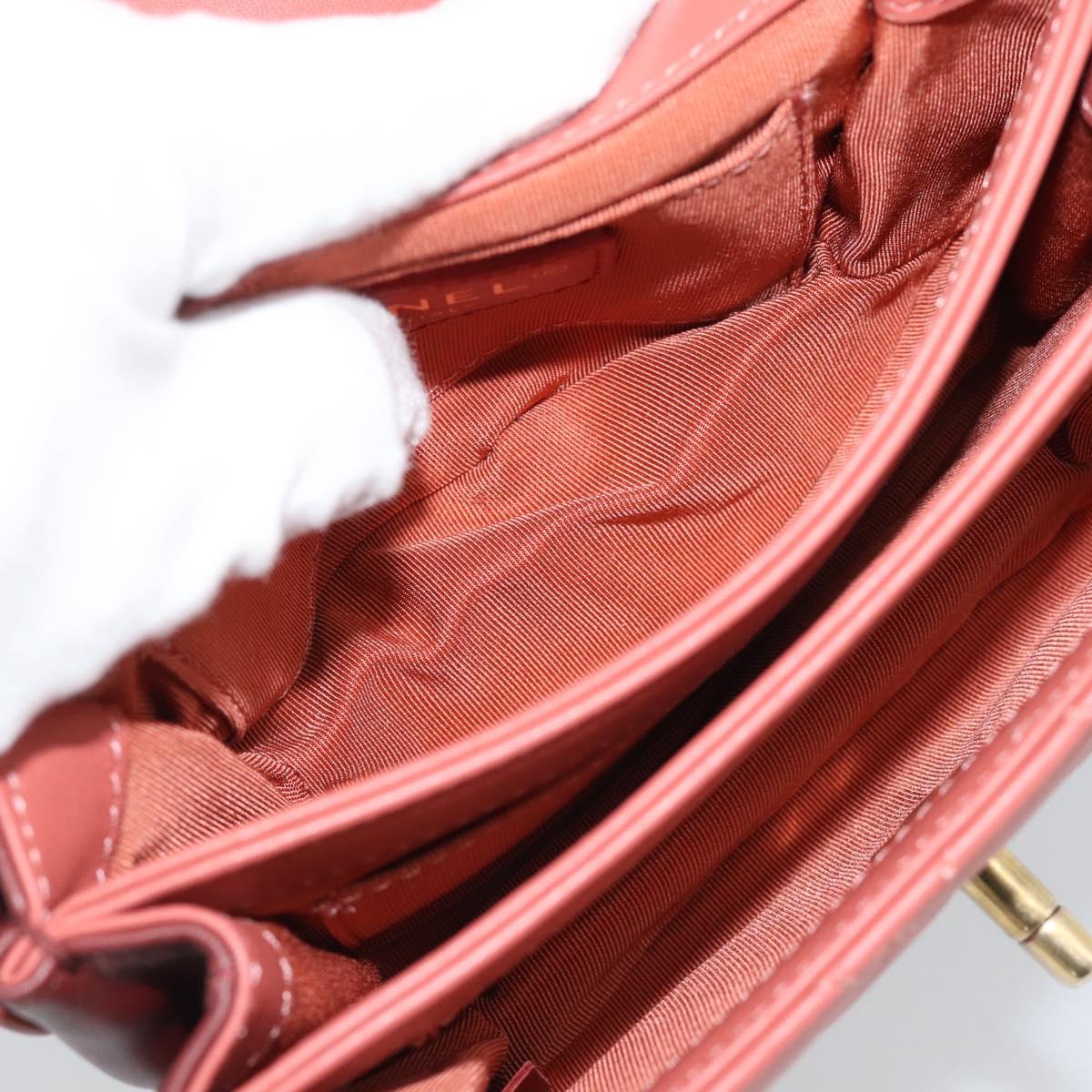 CHANEL Matelasse Chain Shoulder Bag Lamb Skin Pink Gold CC Auth 190185SAM