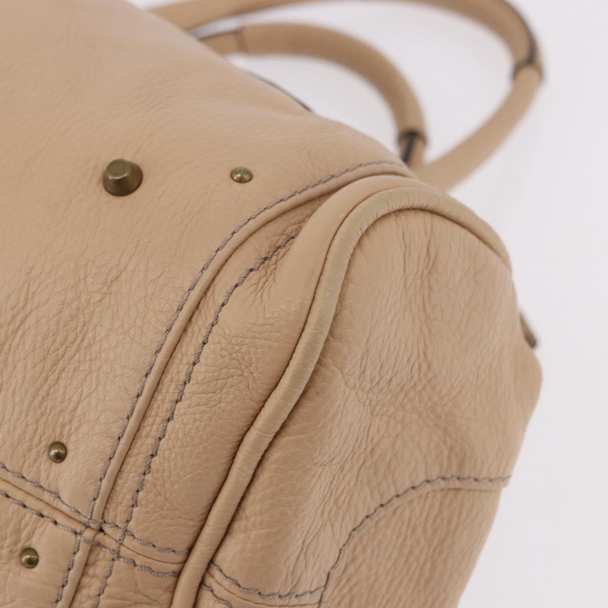 Chloe Paddington Hand Bag Leather Beige Gold Silver Auth 190186SAV