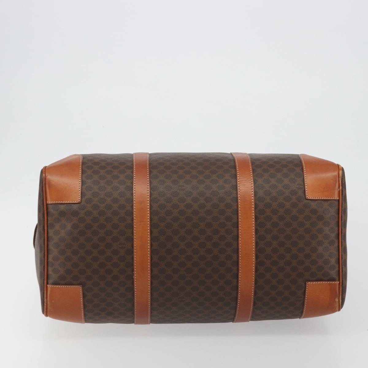 CELINE Macadam Canvas Boston Bag PVC Leather Brown Gold Auth 190187A