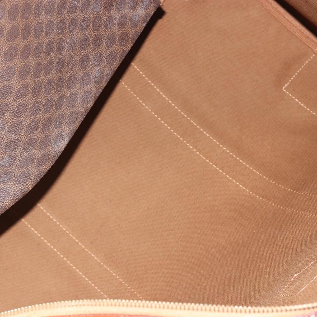 CELINE Macadam Canvas Boston Bag PVC Leather Brown Gold Auth 190187A