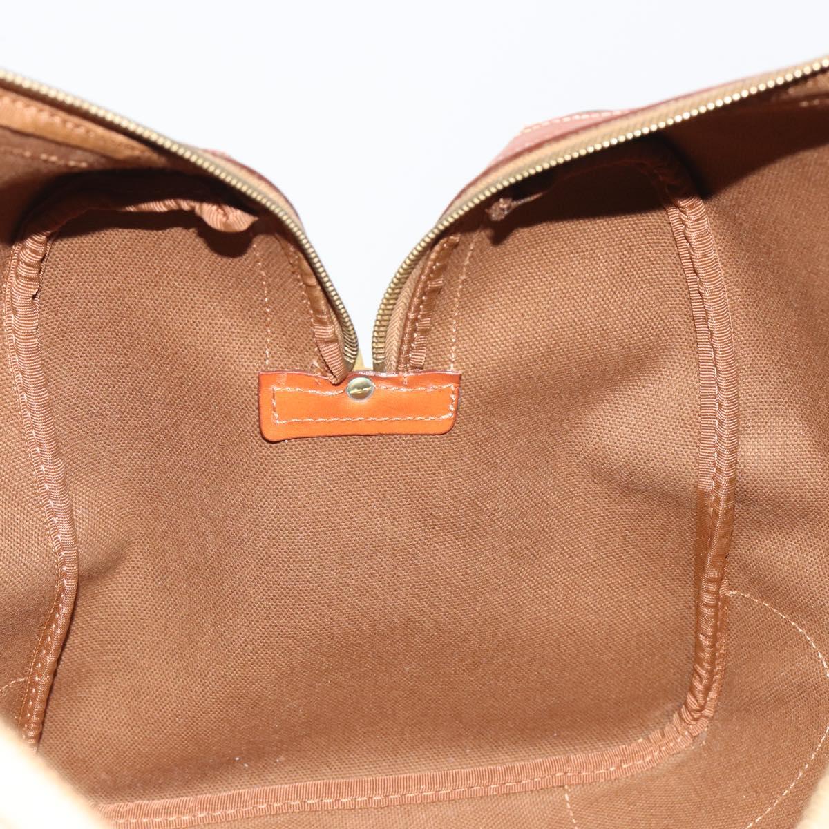 CELINE Macadam Canvas Boston Bag PVC Leather Brown Gold Auth 190187A