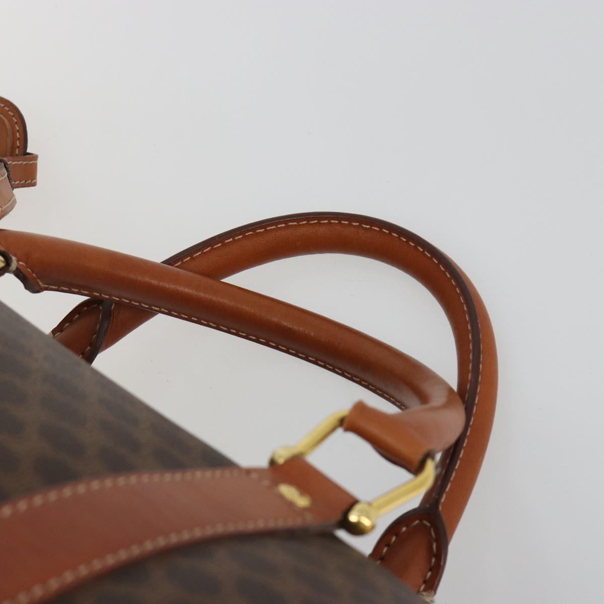CELINE Macadam Canvas Boston Bag PVC Leather Brown Gold Auth 190187A