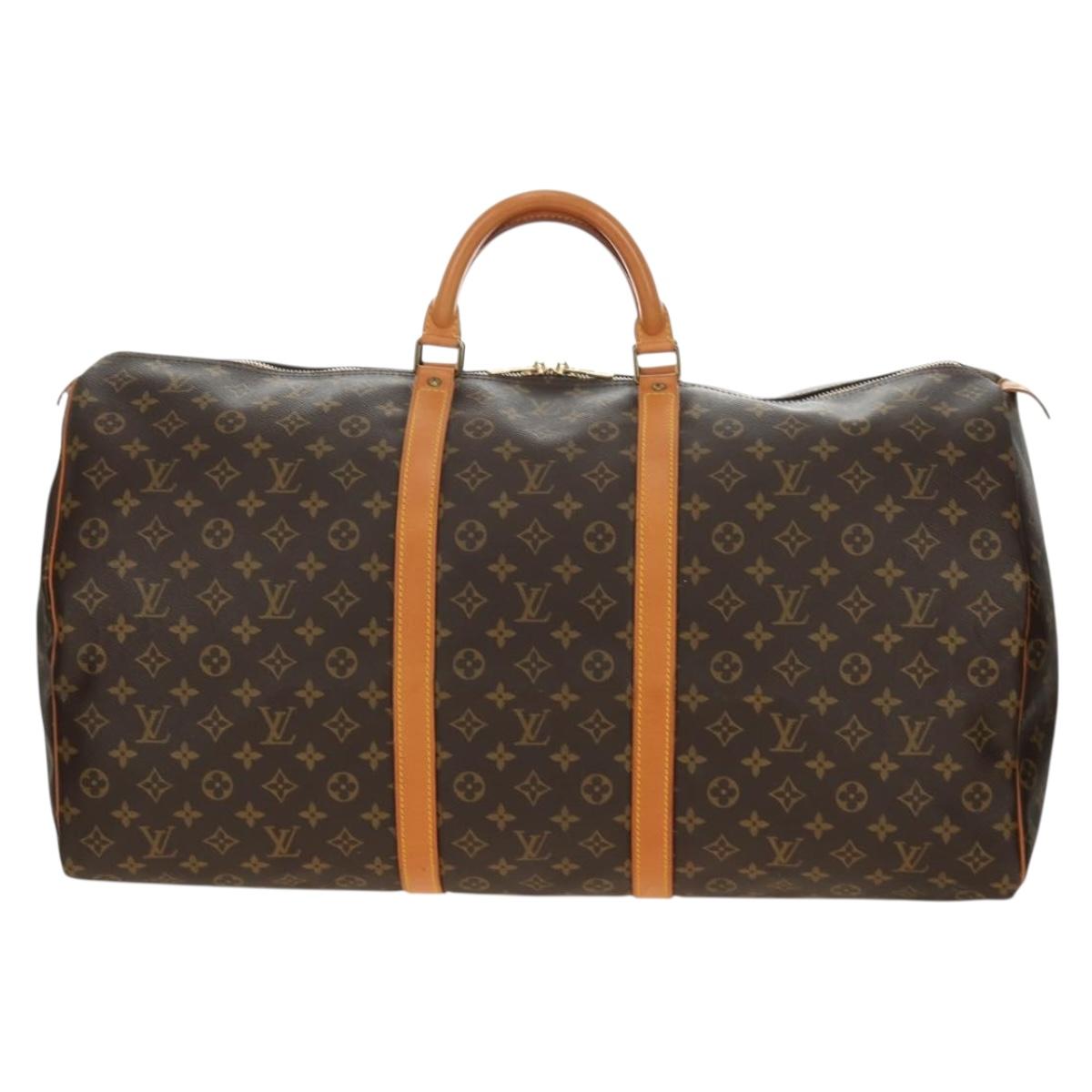 LOUIS VUITTON Monogram Keepall 60 Boston Bag M41422 LV Auth 190188V