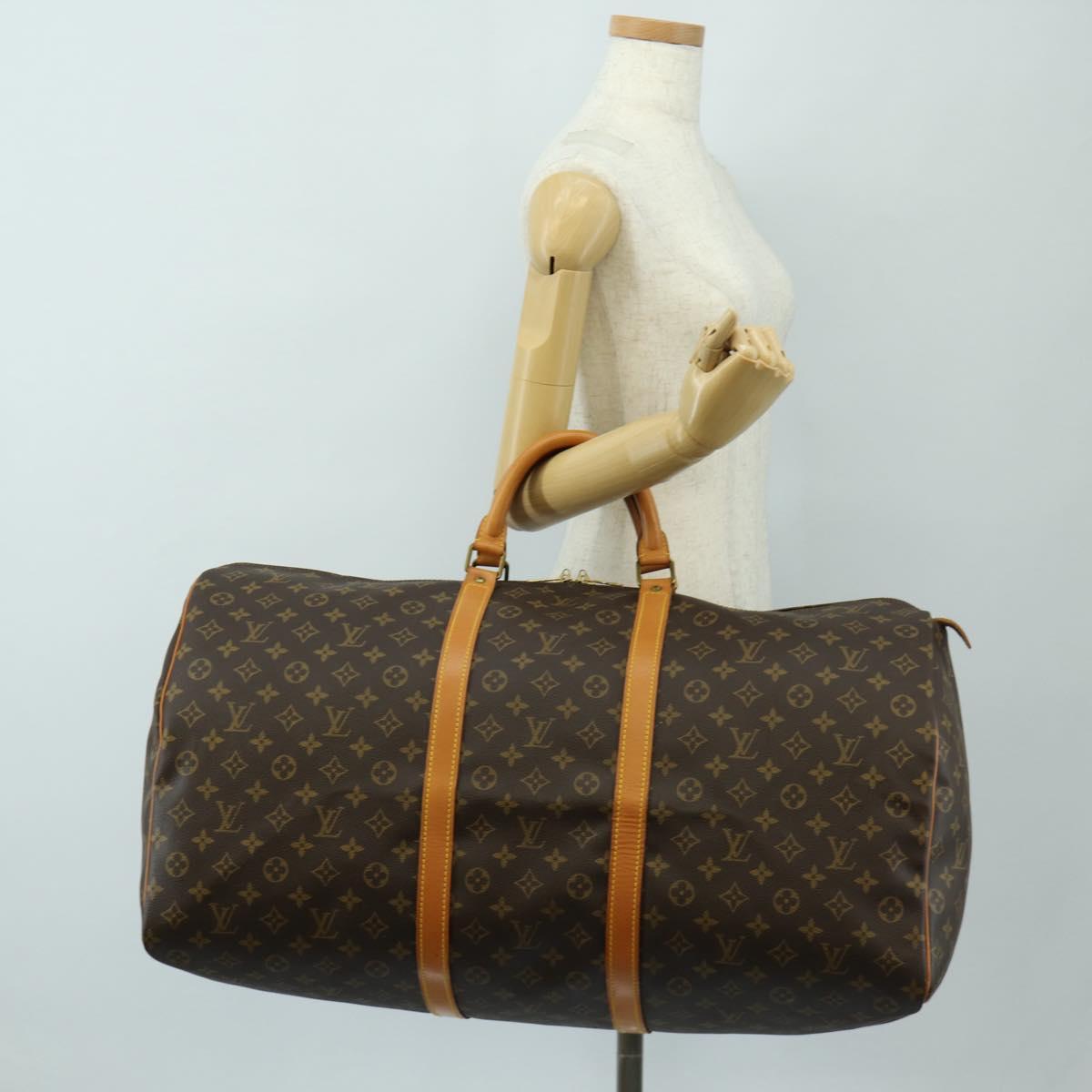 LOUIS VUITTON Monogram Keepall 60 Boston Bag M41422 LV Auth 190188V