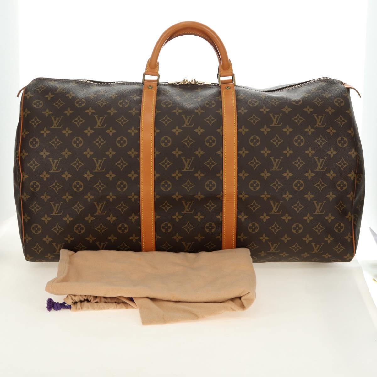 LOUIS VUITTON Monogram Keepall 60 Boston Bag M41422 LV Auth 190188V