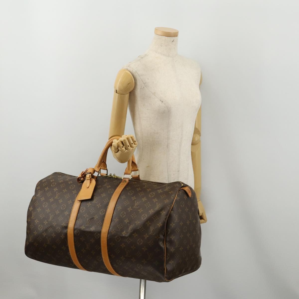 LOUIS VUITTON Monogram Keepall 55 Boston Bag M41424 LV Auth 190189