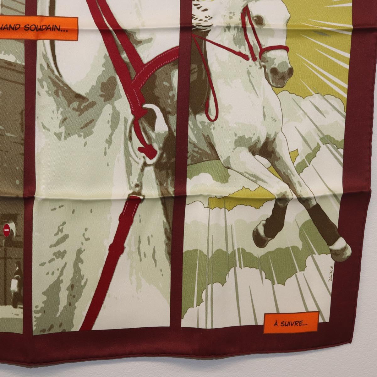 HERMES Carre 70 Scarf ""QUAND SOUDAIN"" Silk Red Auth 190192M