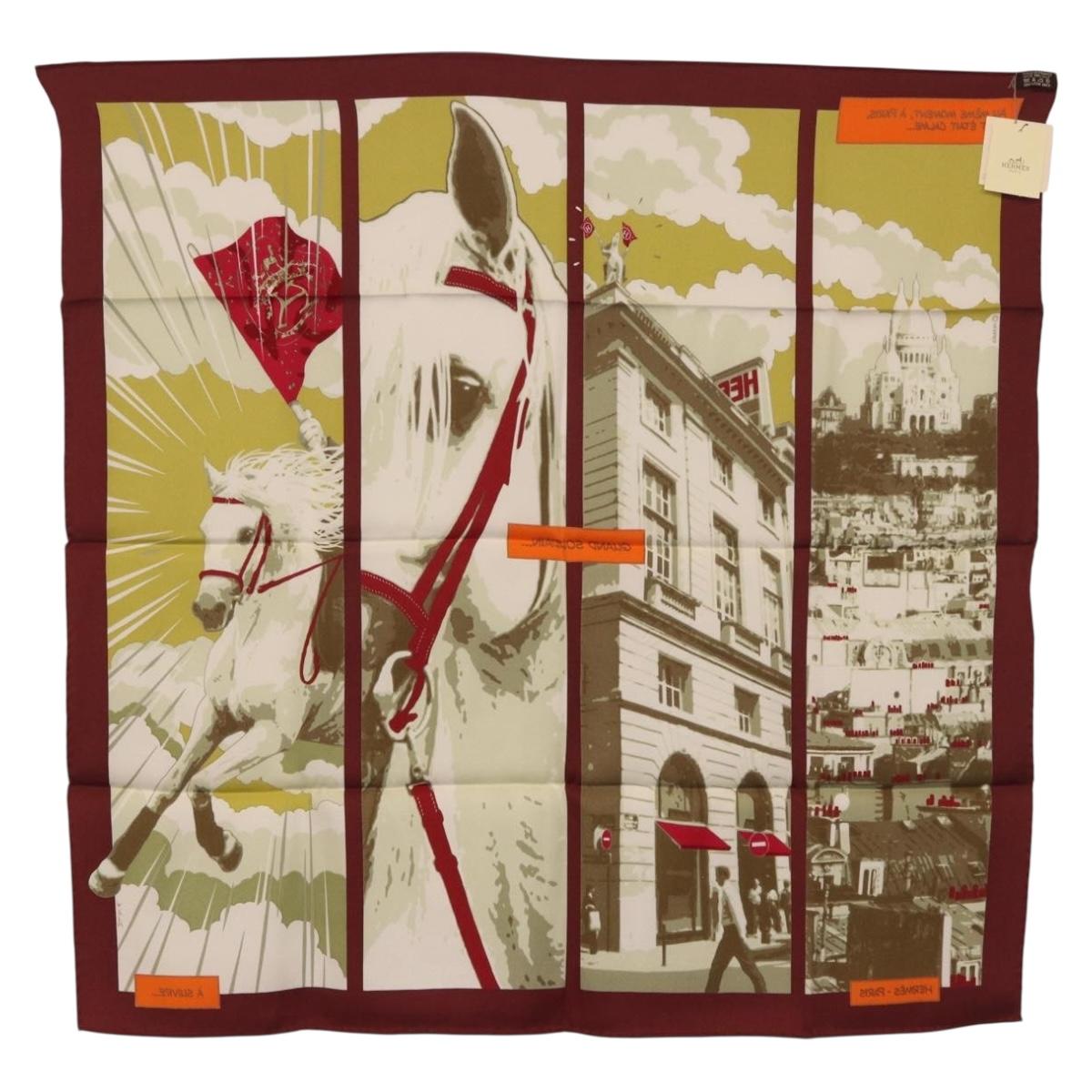 HERMES Carre 70 Scarf ""QUAND SOUDAIN"" Silk Red Auth 190192M