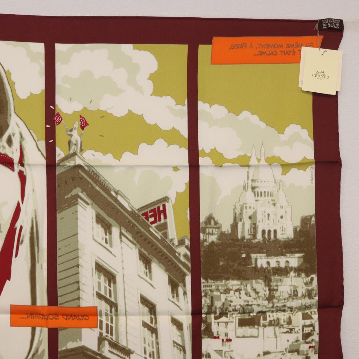 HERMES Carre 70 Scarf ""QUAND SOUDAIN"" Silk Red Auth 190192M