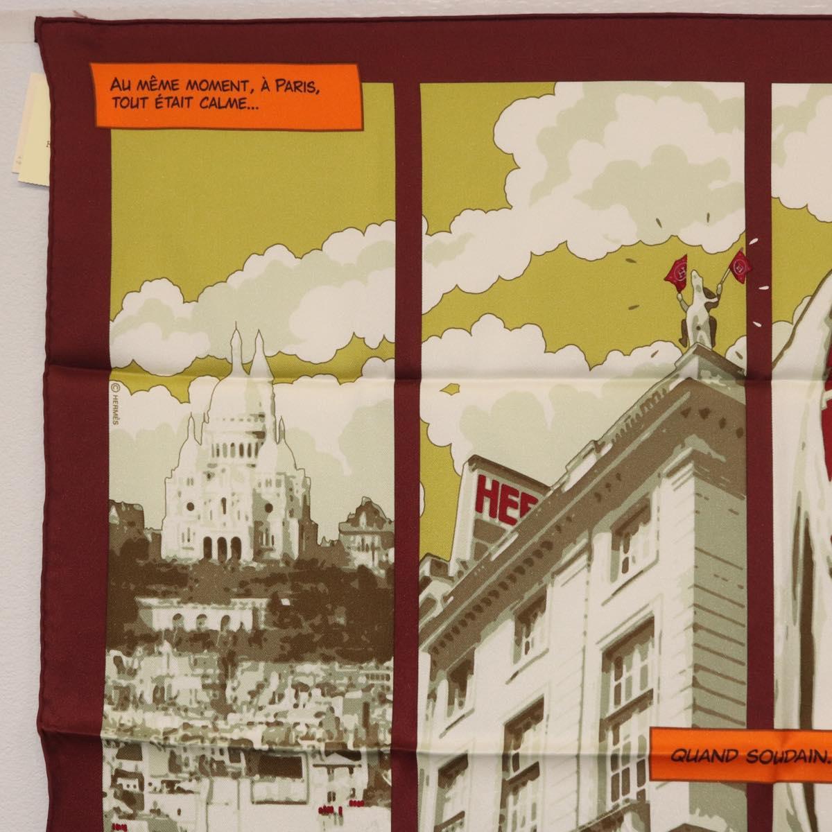 HERMES Carre 70 Scarf ""QUAND SOUDAIN"" Silk Red Auth 190192M