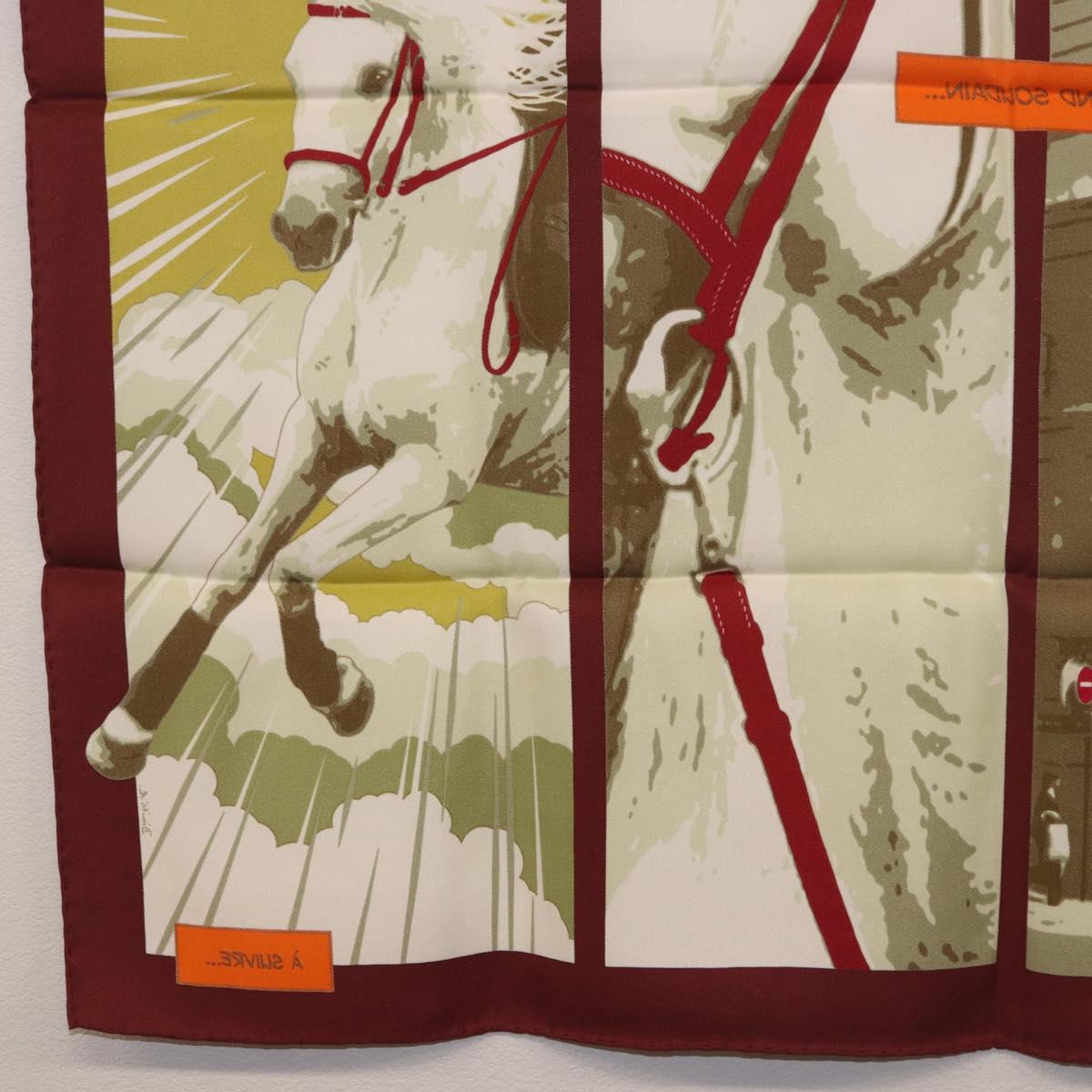 HERMES Carre 70 Scarf ""QUAND SOUDAIN"" Silk Red Auth 190192M