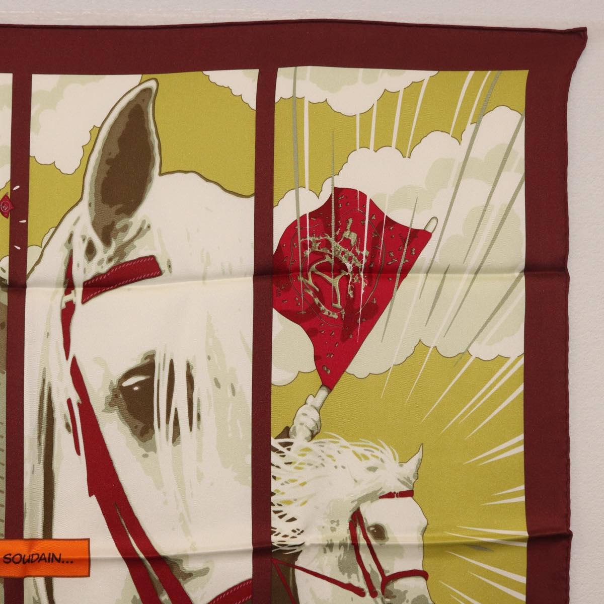 HERMES Carre 70 Scarf ""QUAND SOUDAIN"" Silk Red Auth 190192M