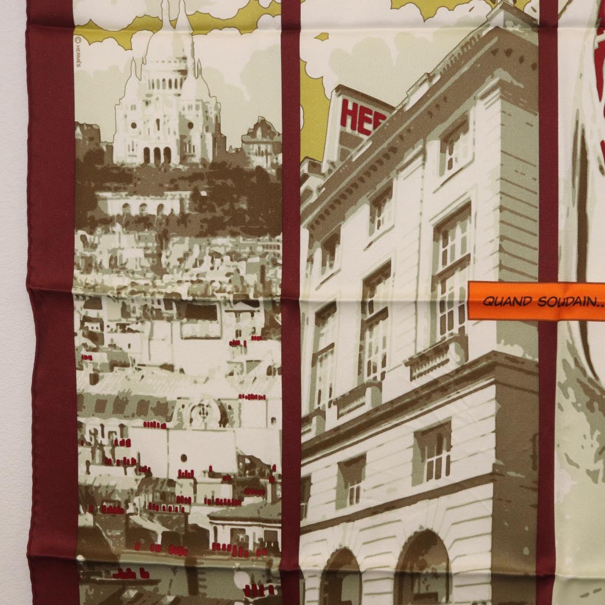 HERMES Carre 70 Scarf ""QUAND SOUDAIN"" Silk Red Auth 190192M