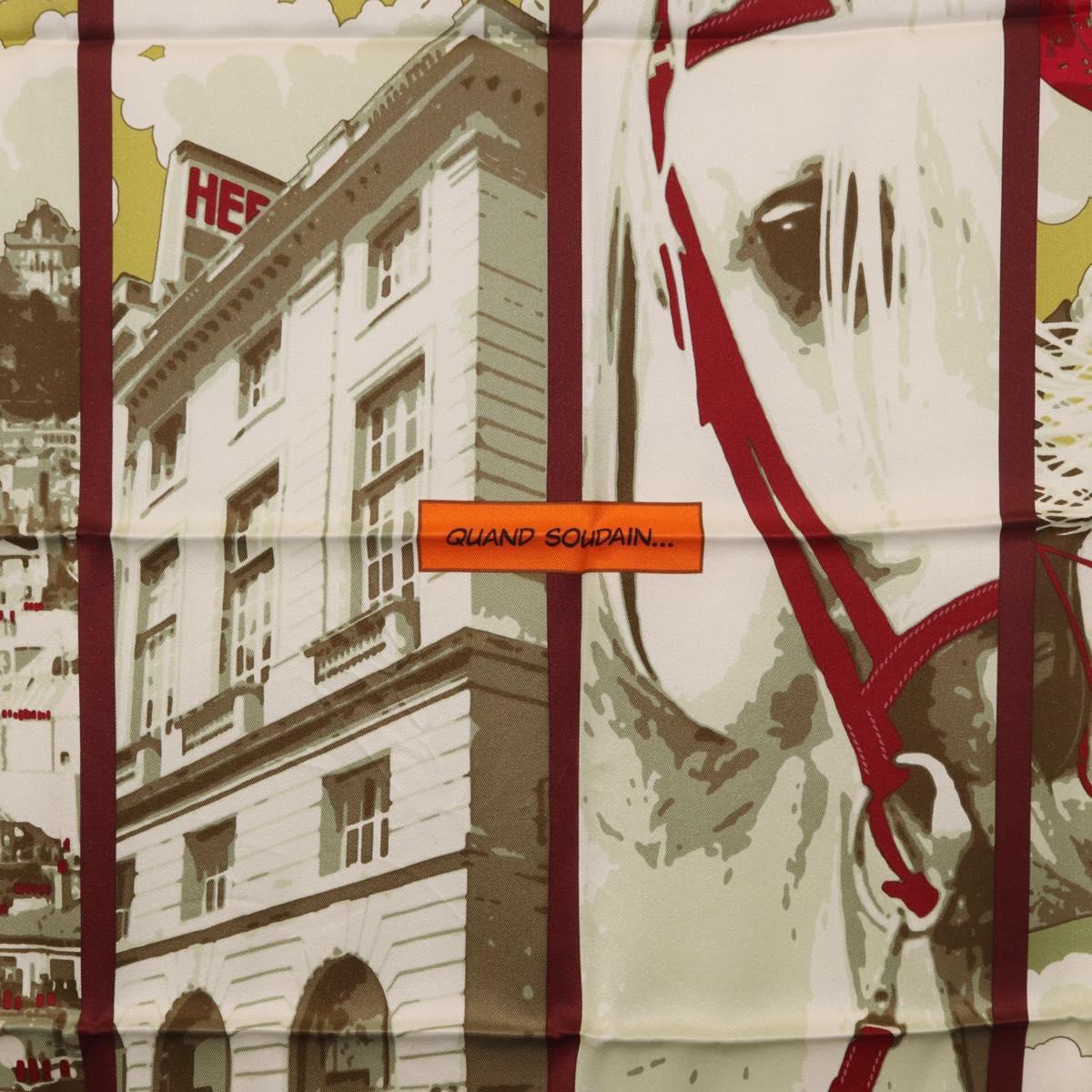 HERMES Carre 70 Scarf ""QUAND SOUDAIN"" Silk Red Auth 190192M
