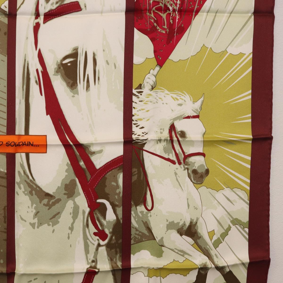 HERMES Carre 70 Scarf ""QUAND SOUDAIN"" Silk Red Auth 190192M
