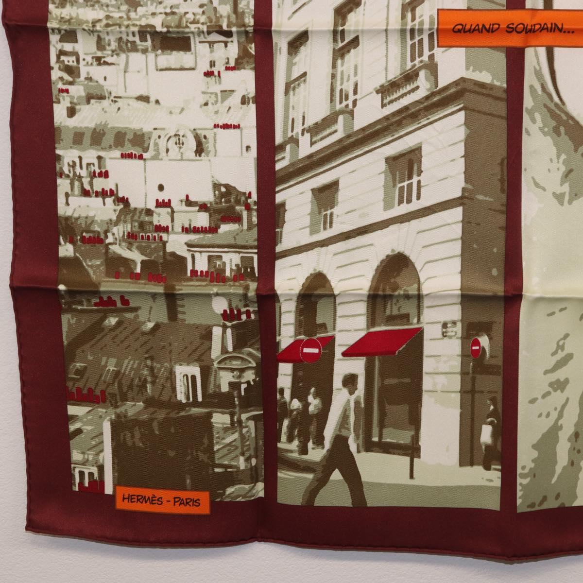 HERMES Carre 70 Scarf ""QUAND SOUDAIN"" Silk Red Auth 190192M