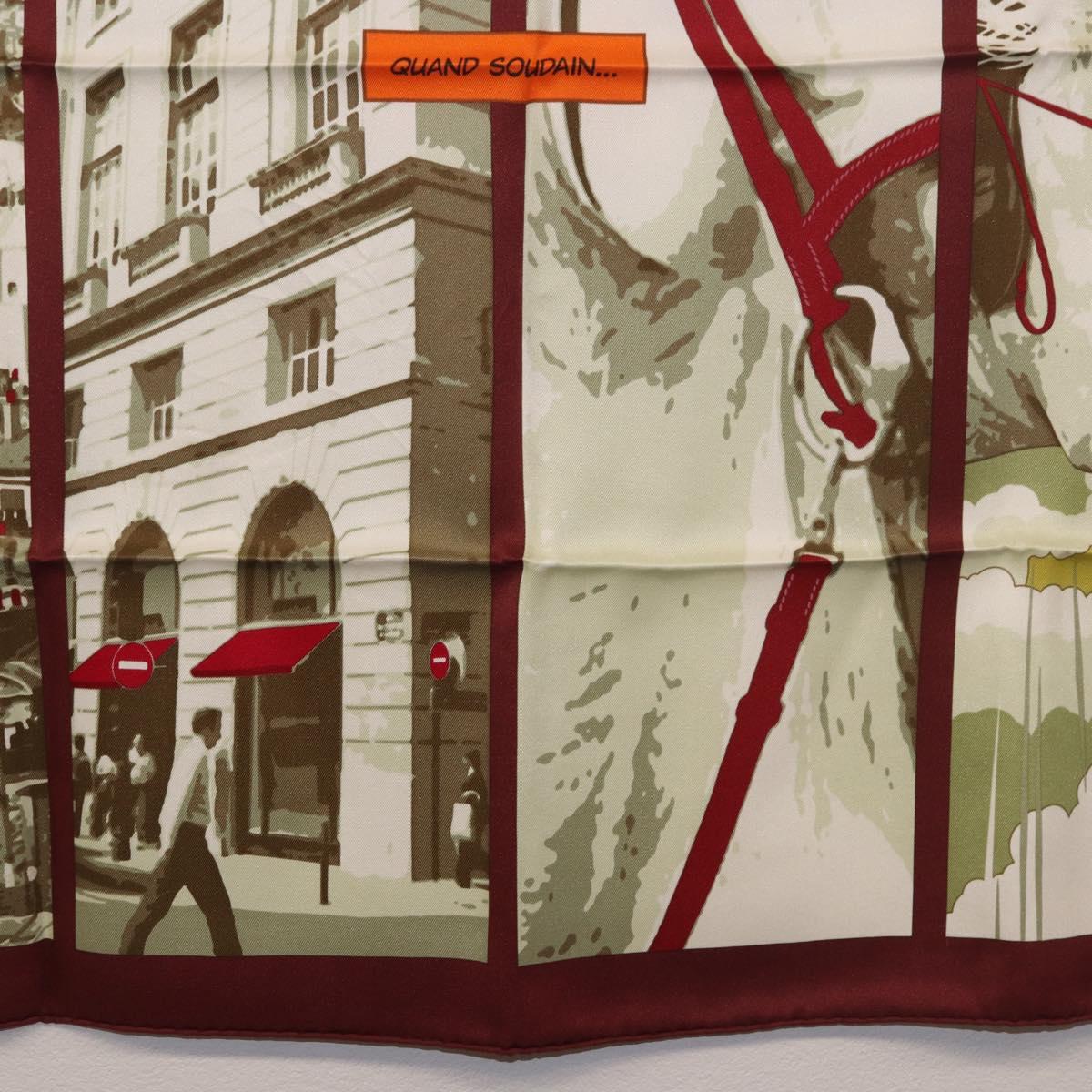 HERMES Carre 70 Scarf ""QUAND SOUDAIN"" Silk Red Auth 190192M