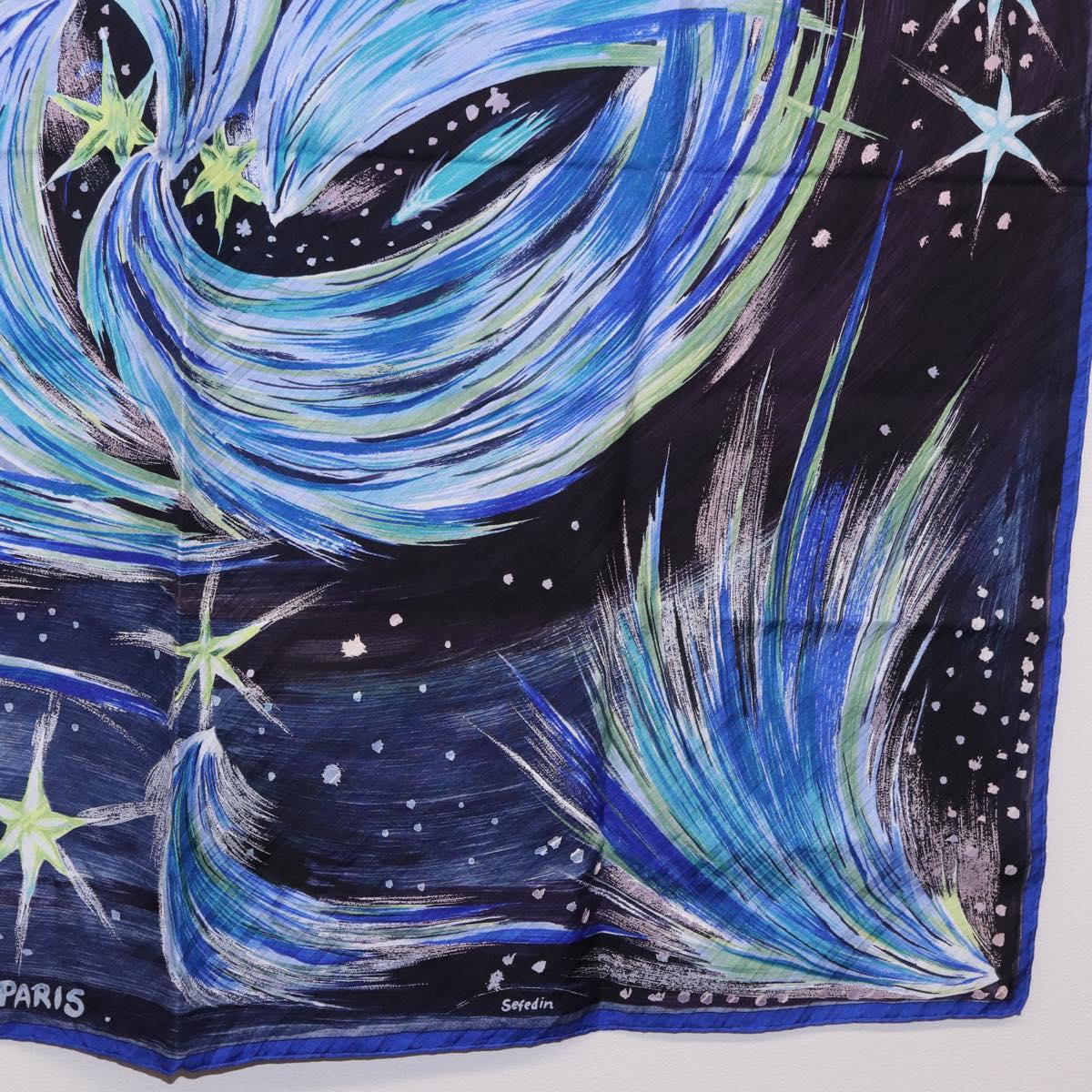 HERMES Carre 90 Scarf ""FEUX DU CIEL"" Silk Blue Auth 190195