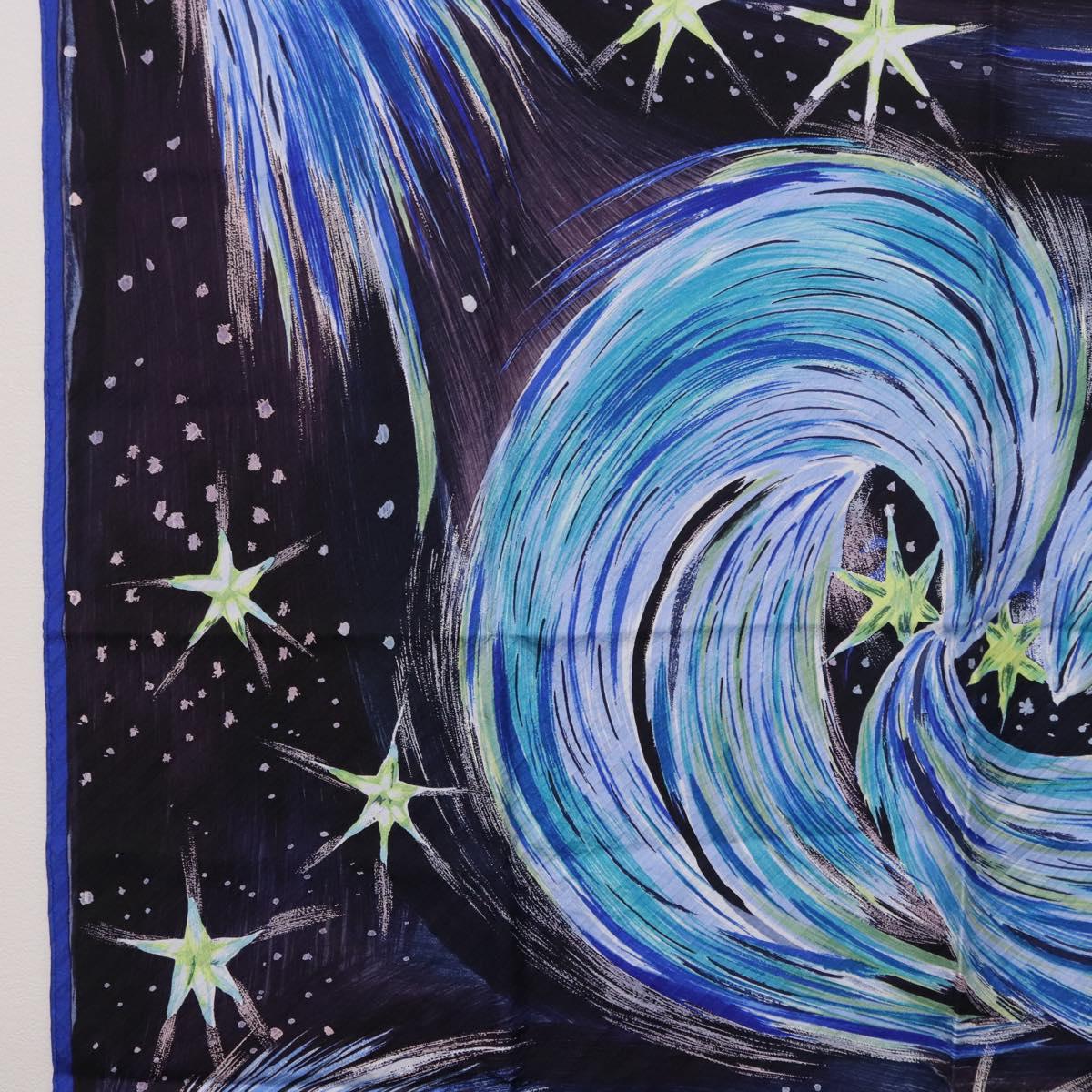 HERMES Carre 90 Scarf ""FEUX DU CIEL"" Silk Blue Auth 190195