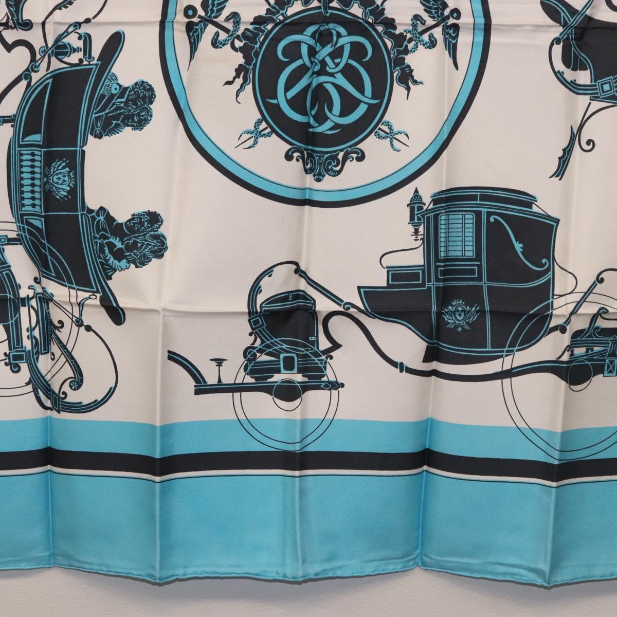 HERMES Carre 90 Scarf Silk Light Blue Auth 190196