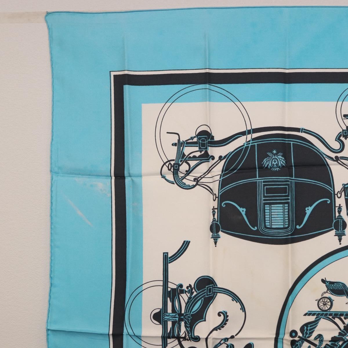 HERMES Carre 90 Scarf Silk Light Blue Auth 190196